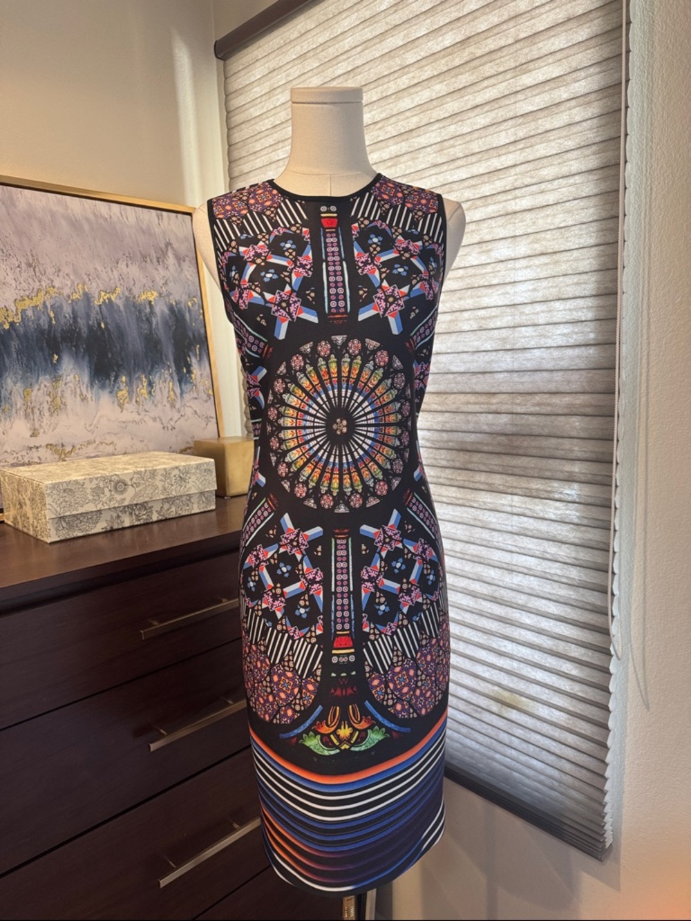 Clover Canyon Stained Glass Sleeveless Bodycon Dress. Size 6 - Picture 3 of 6